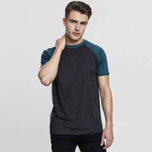 Pánske tričko Urban Classics Raglan Contrast Tee charcoal/teal - L