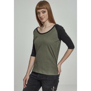 Urban Classics Ladies 3/4 Contrast Raglan Tee olive/black - XXL